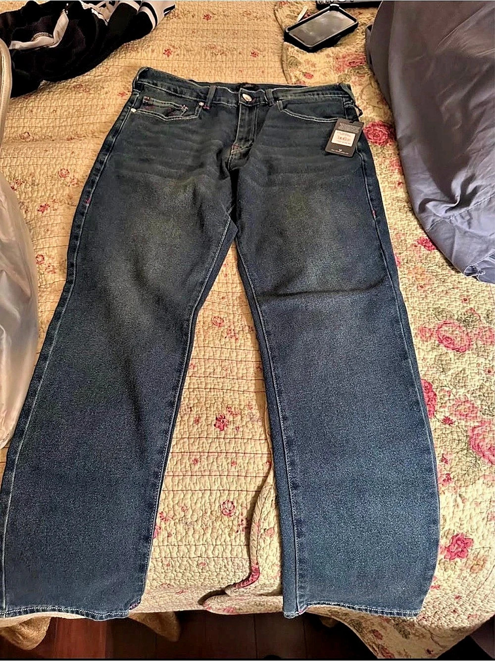 True Religion Geno Relaxed Slim Dark Boreal Jeans Waist 34